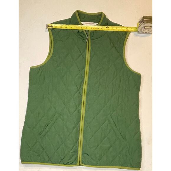 Coldwater Creek Green Quilted Zip Vest Women’s XL EUC Slash & Interior Pockets - Picture 3 of 10